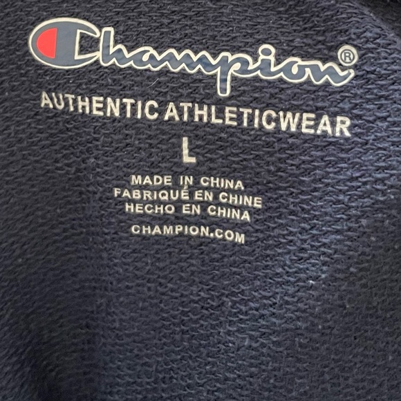 Champion Boys Navy Blue French Terry Hoodie, Classic Script - Picture 4 of 4